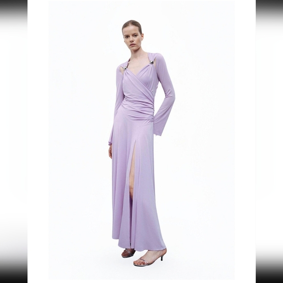 Chic Long Sleeve Lavender Dress - Picture 2 of 6